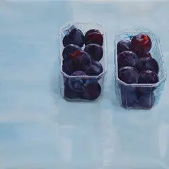Blaise Smith, Plums In Punnets, Oil on canvas