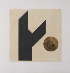 Patrick Scott, Tangram Ii, (2004) Carborundum with gold leaf (artist proof)