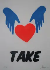 Maser, Take My Heart, Fluro spray paint on paper