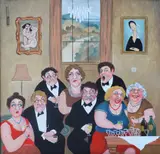The Party by John Schwatschke, Oil on canvas, sold Oct 2023