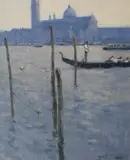 James English, Gondola At Riva Venice, Oil on board