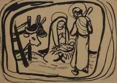 The Nativity by Gerard Dillon, Mixed media, sold Dec 2023