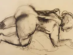 Jean, 2.6.93 by Barrie Cooke, Charcoal, sold Dec 2023