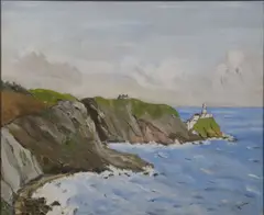 Doreen Squires, The Lighthouse, Howth, Oil on canvas board