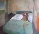 Bernie Markey, Man In Bed, Oil on canvas