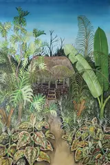 Poppy Melia, Hut In The South Island Seas, Oil on paper