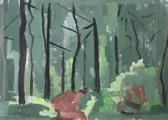 John O'Leary, Woodland, Brittany, Gouache on paper