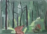 John O'Leary, Woodland, Brittany, Gouache on paper