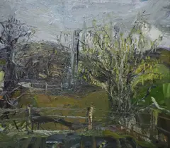 Nick Miller, March Catkins, Oil on canvas