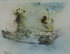 Gerald Davis, Harbour Town, Oil on board