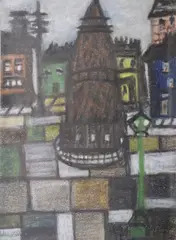 Gretta Bowen, Memory Of Newtownards, Crayon and watercolour