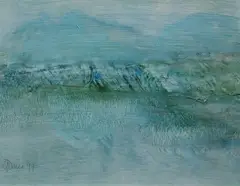 Gerald Davis, Misted Mountains, Oil on board