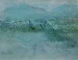 Gerald Davis, Misted Mountains, Oil on board
