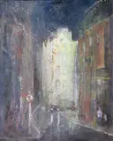 Peter Pearson, Temple Bar Christmas Lights, Oil on board