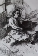 Nick Miller, Seated Nude, Charcoal