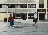 Pat Curran, Hanging Out The Wash, Oil Paint on pvc
