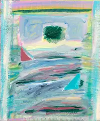 Lesley-Ann O'Connell, Yellow, Pink And Blue Horizon, Oil on canvas