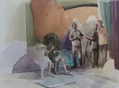 Colin Crotty, Musicians Study, 2019, Watercolour on paper
