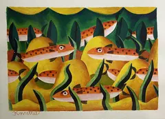 Fish by Graham Knuttel, Oil on paper, sold May 2023