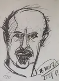 Tony O'Malley, Self Portrait, Charcoal on paper