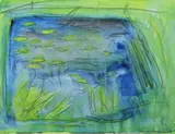 Seán McSweeney, Lily Pond, Watercolour and charcoal