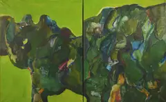 Barrie Cooke, Trees - Wooded Hillside, A Diptych, Oil on canvas