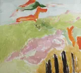 Nude In Landscape by Barrie Cooke, Oil on canvas, sold Apr 2023