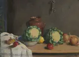 James Sinton Sleator, Still Life - Fruit And Vegetables On A Table, Oil on canvas