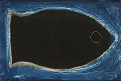 Fish On Blue by Kenneth Hall, Oil on canvas, sold Jun 2023