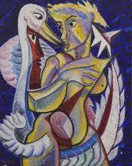 Leda by Basil Rakoczi, Oil on canvas, sold Jun 2023