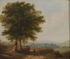 James Arthur O'Connor, Figure In Mountain Landscape, Oil on panel