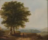 James Arthur O'Connor, Figure In Mountain Landscape, Oil on panel