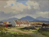 Connemara Cottages Near Cashel by Maurice Canning Wilks, Oil on canvas, sold Jun 2023