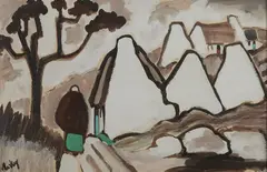 Gable Ends by Markey Robinson, Gouache, sold Jun 2023