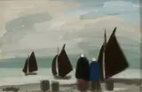 Shawlies At The Harbour by Markey Robinson, Gouache, sold Jun 2023