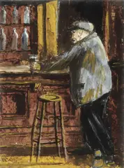 Pint Man by Seamus O'Colmain, Oil on board, sold Jun 2023