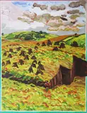 Brian Bourke, Bog Cuts, Oil on board