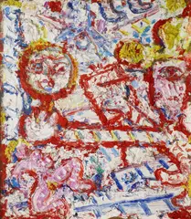 Portrait Of The Artist With Mirror by Michael Cullen, Oil on canvas laid on board, sold Mar 2023