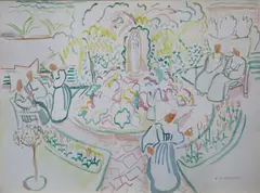 The Nun's Garden by Father Jack P. Hanlon, Watercolour, sold Mar 2023