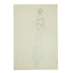 Edward Burra, A Double-Sided Pencil Study, Assorted Sketches Includes Standing Male And Female Nude