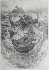 Og fire de kara i Andøying satt by Karl Erik Harr, 1973, Litografi, sold Jun 2025