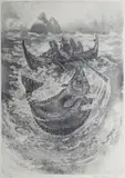 Karl Erik Harr, Og fire de kara i Andøying satt, 1973, Litografi