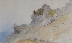 Hans Gude, Fjellstudie, 1863, Akvarell på papir