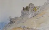 Hans Gude, Fjellstudie, 1863, Akvarell på papir