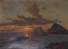 Thorolf Holmboe, Midnattsol ved Lofoten, Olje på lerret