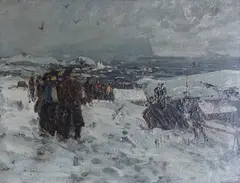 Gunnar Berg, Fiskere ser i været, Olje på plate