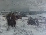 Gunnar Berg, Fiskere ser i været, Olje på plate