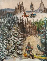 Per Krohg, Skogsarbeider, 1948, Olje på lerret