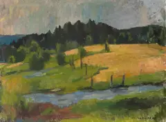 Erling Enger, Landskap, 1968, Olje på lerret