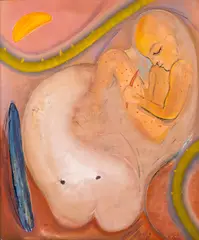 Bjørn Carlsen, Figurkomposisjon, 1990, Olje på plate